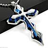 blue and silver cross necklace
